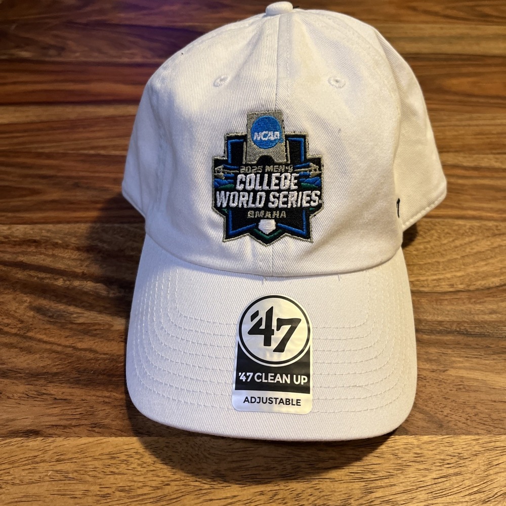 College World Series 2025 Omaha 47 Clean Up Hat White NCAA Baseball Cap NEW